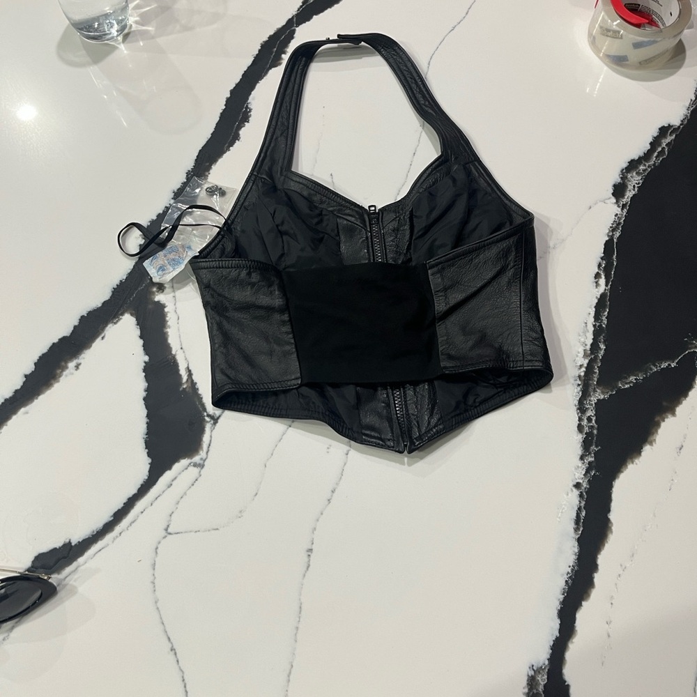 Wilson Leather Black Leather Halter Top - Picture 5 of 6